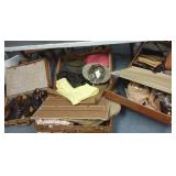 3 vintage suitcases with men