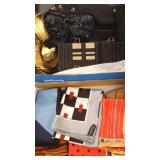 Group of designer silk, etc. scarves, purses,