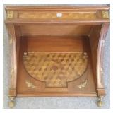 French marquetry wall shelf with brass trim