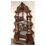 Antique Victorian walnut pier mirror etagere