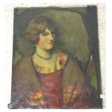 Unframed signed Prucha oil on canvas- portrait