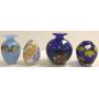 3 art glass vases & 5 1/2" art glass egg
