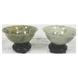 Pair of approx. 4" wide x 1 3/4" tall jade bowls
