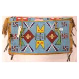 Native American 12" x 18" beaded bag made for