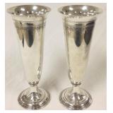Pair of Tiffany & Company silver trumpet vases,
