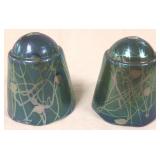 Rare pair unsigned Steuben boudoir shades- blue