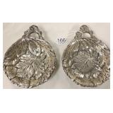 Pair of heavy hallmarked sterling relief bird