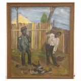 Framed signed oil on canvas- "Blood Will Tell"