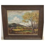Framed signed Dean Fausett oil on board- landscape