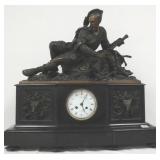 Deniere A Paris clock with bronze huntsman