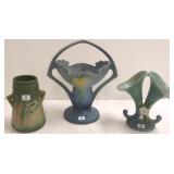 7 1/4" Roseville luffa vase, 12" Roseville