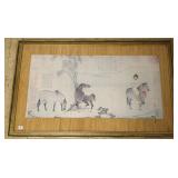 Large framed oriental print 16"x 32"