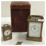 Antique French repeater carriage clock with case &