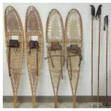 2 pair snowshoes & some ski poles