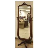 Antique walnut cheval mirror