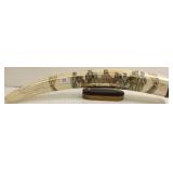 24" walrus tusk with scrimshaw- Last Supper