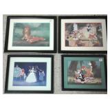 4 framed Disney lithos