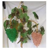 18" Czech art glass 3-light grape chandelier