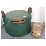 Antique Scandinavian painted covered box & carved