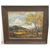 Framed signed Dean Fausett oil on board- landscape