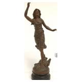 14" antique spelter figure - Lady (as seen arm