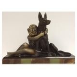 Signed Godard deco bronze - Girl with German