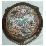 Antique Capodimonte shield form plaque with