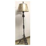 Antique iron floor lamp with mica shade