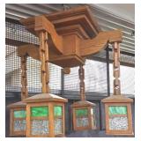 30" diameter 4-light mission oak slag glass