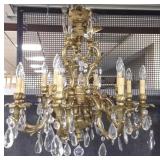 26" cast bronze 12-light fixture with prisms
