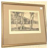 Framed pencil signed Luigi Lucioni etching