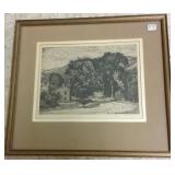 Framed pencil signed Luigi Lucioni etching
