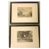 2 framed pencil signed Ruth Haviland Sutton lithos