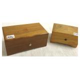 2 Thornes Swiss music boxes- 3 tune & 2 tune dated