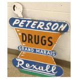Early Rexall Drug sign on masonite- Grand Marais