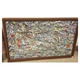 Contemporary copy framed signed abstract oil on