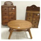 2 spice cabinets & a stool