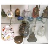 Group of oriental items including bronze base,