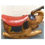 28" carved wood rocking elephant