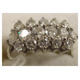 14K white gold ring set with 16 diamonds1.7 cwt