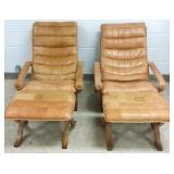 2 Westnofa type leather upholstered chairs &