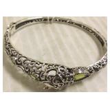 Sterling filigree leopard bracelet set with
