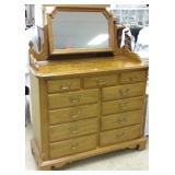 11-drawer Thomasville oak chest with mirror