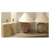 4 Southwest style etc. pottery lamps