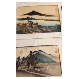 2 unframed Japanese woodblock prints