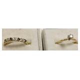 14k diamond solitaire ring & a 10k band set with