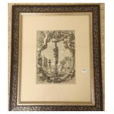 Framed classical engraving; image 8 1/2" x 12"