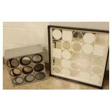 Modern mirrored wall art & a chrome wine rack