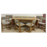 Danish modern dining table inset with .X. Art