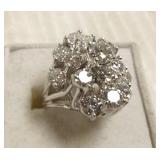 14k cluster ring set with 15 round diamonds